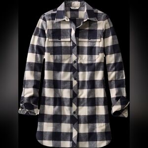 L.L.Bean Women's Signature Chamois Flannel Tunic, black and white, Size Large